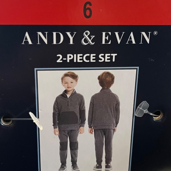 Andy & Evan 2- Piece Boys Set Pants and 1/4 zip Pullover Gray Size 6 New w/ Tags - Picture 9 of 10